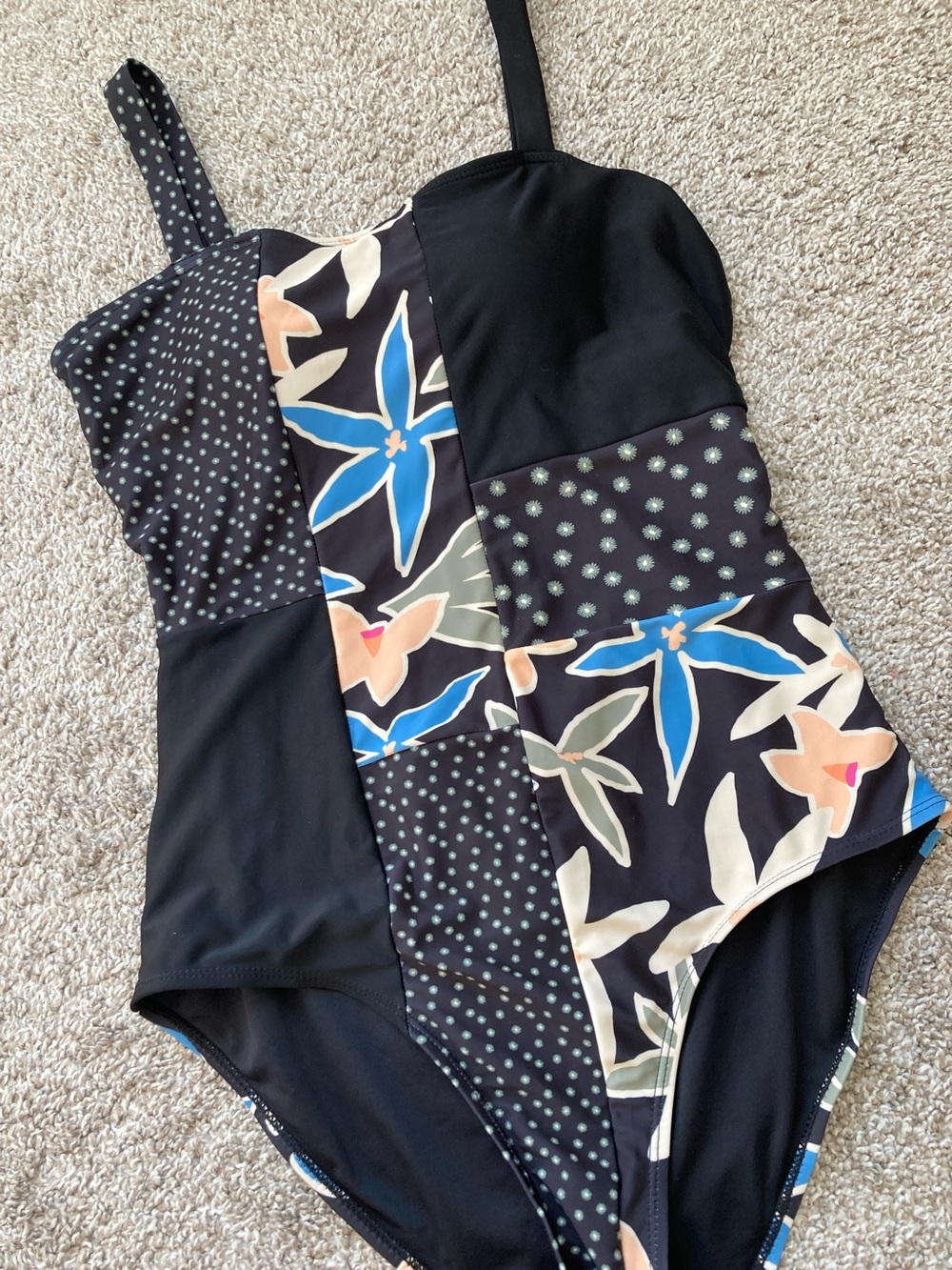 Nani swimwear patchwork floral one piece swimsuit back cut out sz L